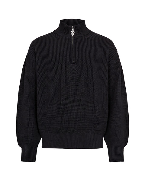 Half Zip Knit Sweater - Black