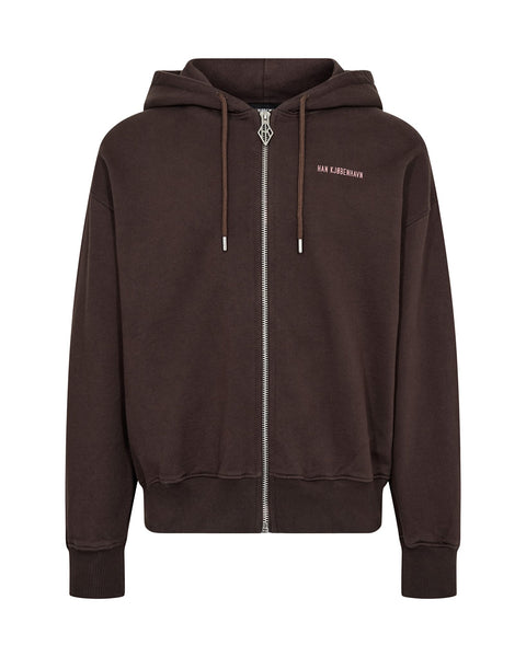 Graphic Zip Hoodie - Dark Brown