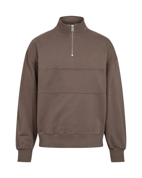 Half Zip Crewneck - Dusty Brown