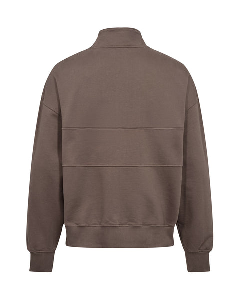 Half Zip Crewneck - Dusty Brown