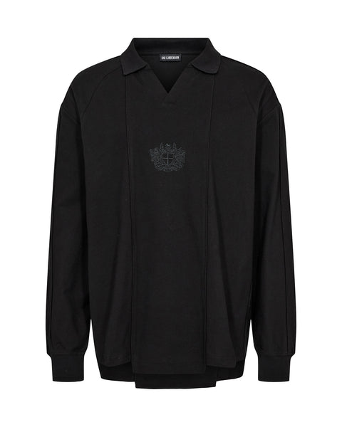 Crest Polo Long Sleeve Shirt - Black