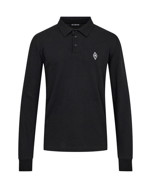 Diamond Polo Long Sleeve Shirt - Black