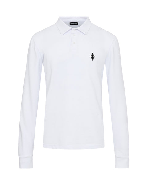 Diamond Polo Long Sleeve Shirt - Optic White