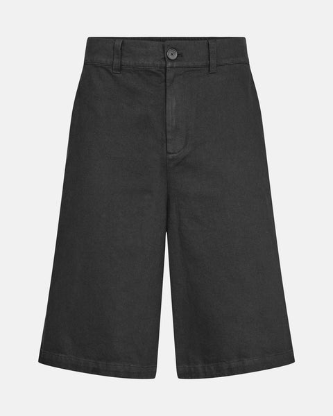 Wide Leg Twill Shorts - Dark Grey