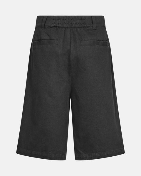 Wide Leg Twill Shorts - Dark Grey