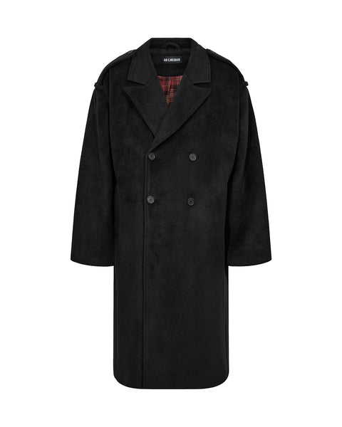 Double-Breasted Wool Coat - Black