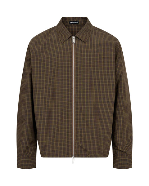Zip-up Boxy Shirt - Dark Brown