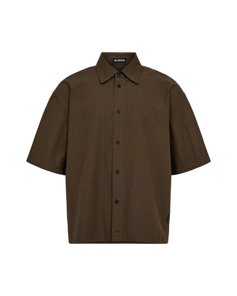 Checked Short Sleeve Shirt - Dark Brown