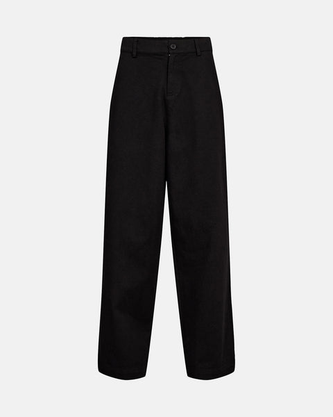 Wide-leg Twill Trousers - Black
