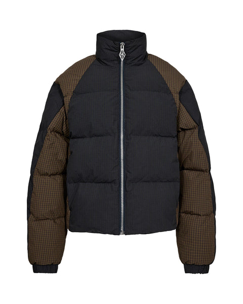 Checked Puffer Jacket - Midnight Navy