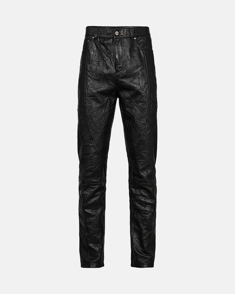 Crunch Leather Pants - Black
