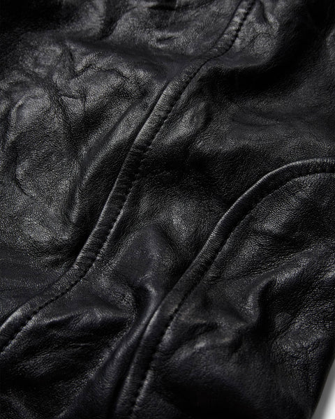 Crunch Leather Pants - Black