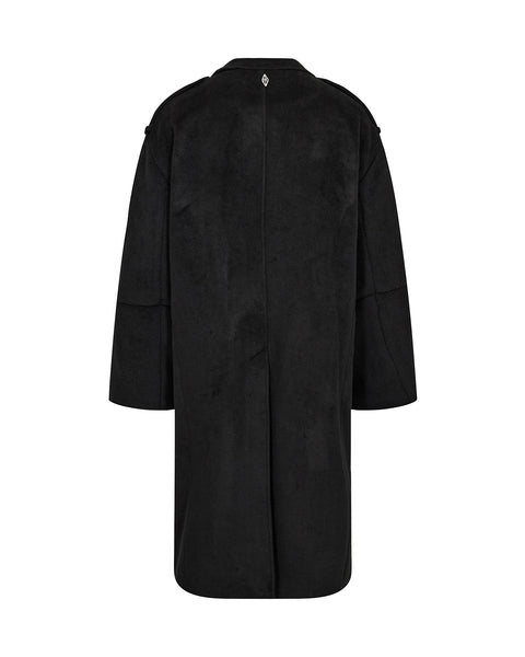 Double-Breasted Wool Coat - Black