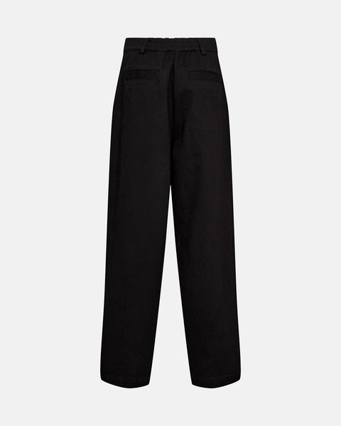 Wide-leg Twill Trousers - Black