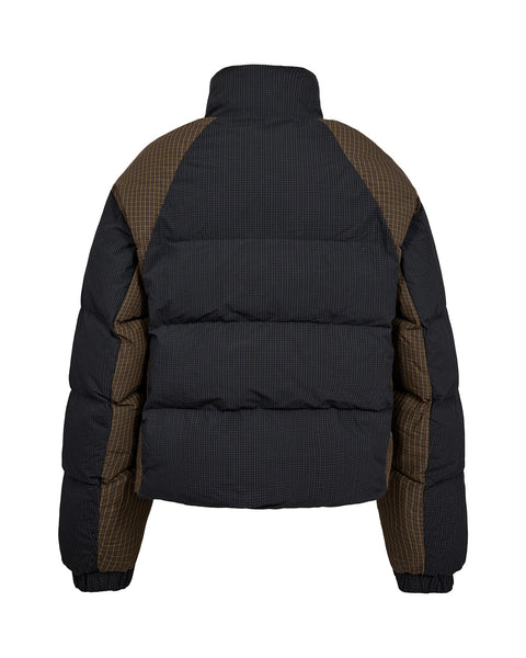 Checked Puffer Jacket - Midnight Navy