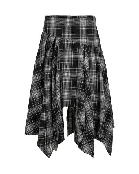 Checked Midi Skirt - Black