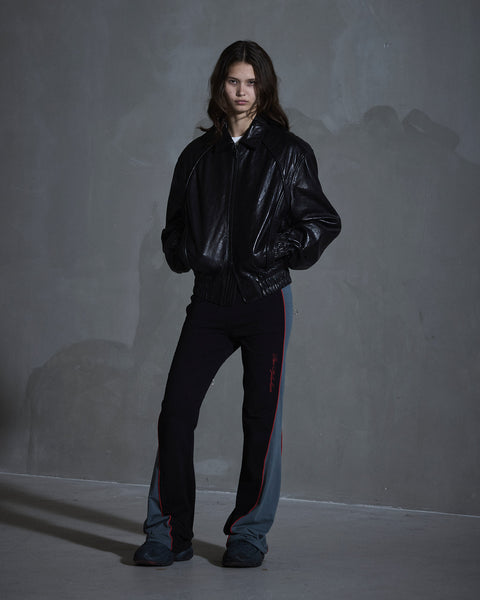 Crunch Leather Biker Jacket - Black