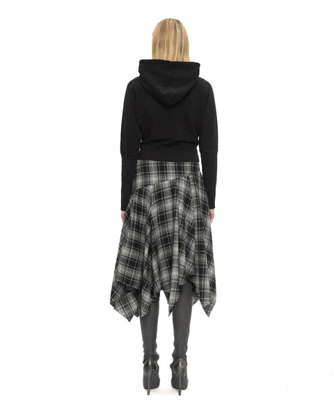 Checked Midi Skirt - Black
